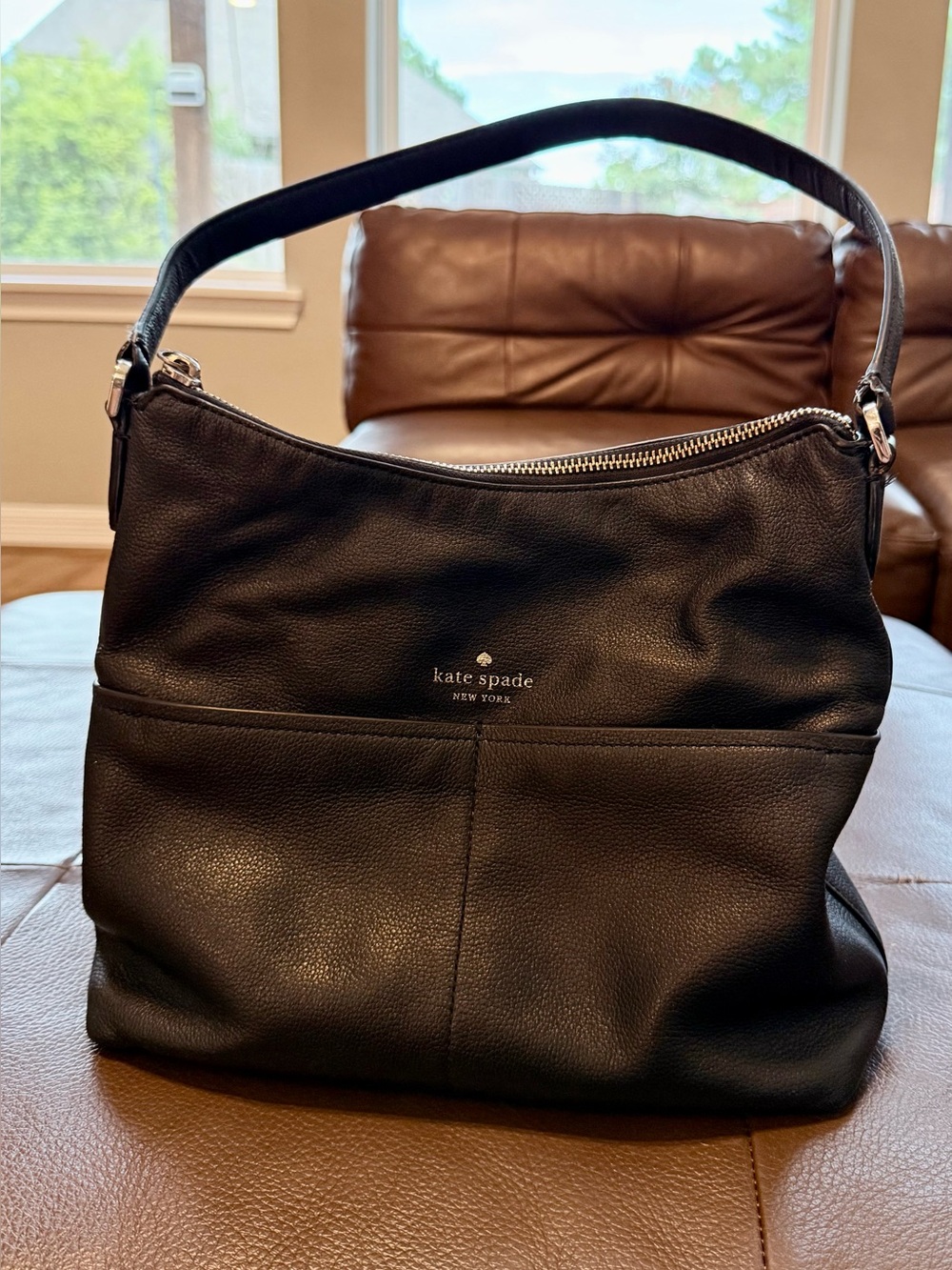 Kate Spade New York Black Leather Hobo Shoulder Bag